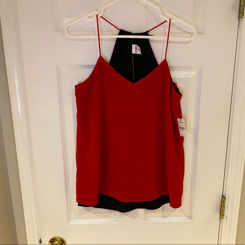 EXPRESS reversible red/black downtown cami - racerback; NWT